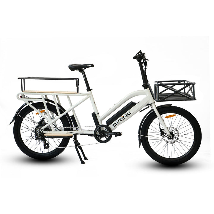 White Eunorau cargo electric bike with Basket
